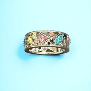 🎉Host Pick!!🎉 Colorful Silver Tone Rhinestone Hollow Ring NWT